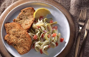 Photo Recette Escalopes de Veau Panées avec Fettuccine Alfredo