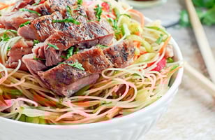 Photo Recette SALADE DE CONFIT DE CANARD, VERMICELLES DE RIZ ET LÉGUMES