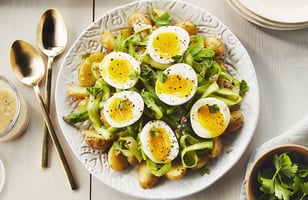 Photo Recette Salade de Pommes de Terre et D’asperges Émincées avec Oeufs à la Coque